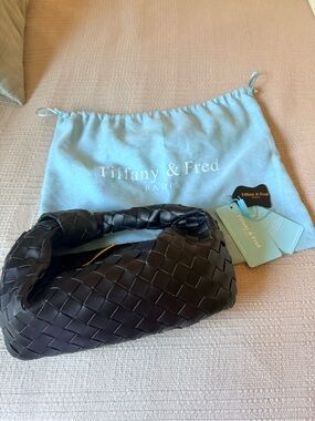 Tiffany & Fred Black Woven Mini Hobo Bag with Dust Bag